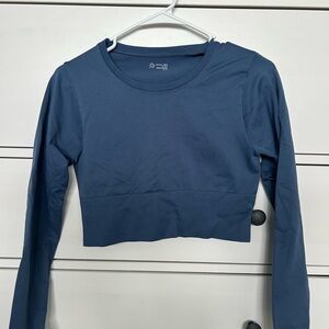Aerie Offline Blue Long Sleeve Athletic Crop Top